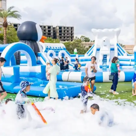 Penguin Themed Inflatable Land Water Park inflatable land water park