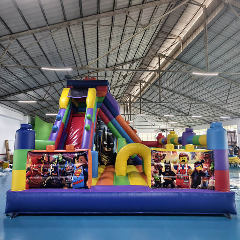Inflatable fun city with slide