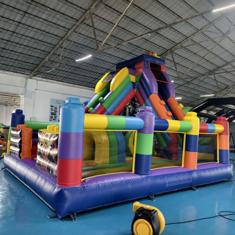Inflatable fun city with slide