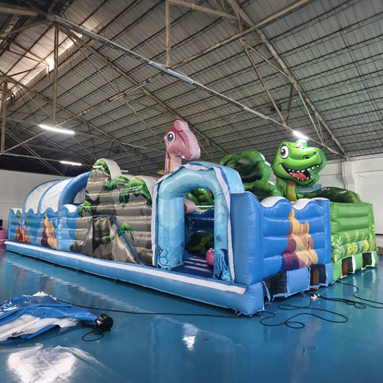 Dinosaur-Themed Inflatable Obstacle Castle