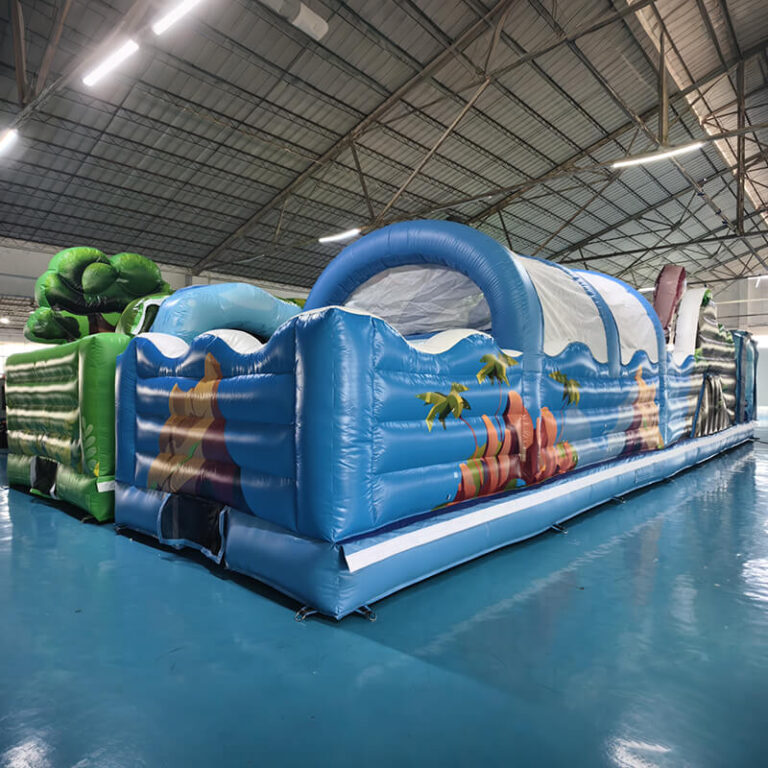 Dinosaur-Themed Inflatable Obstacle Castle