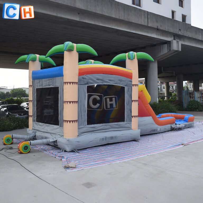 poolside inflatable water slide
