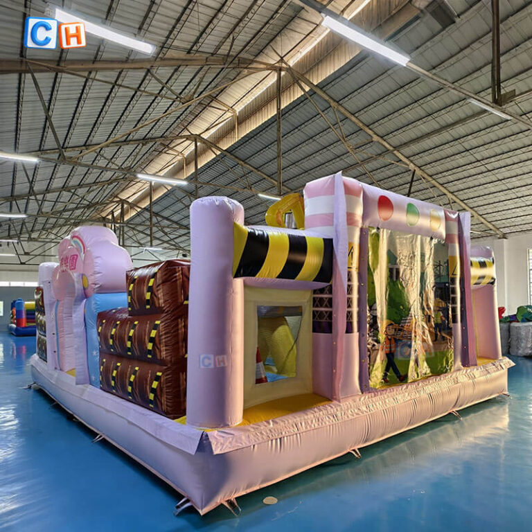 Inflatable bounce house and slide